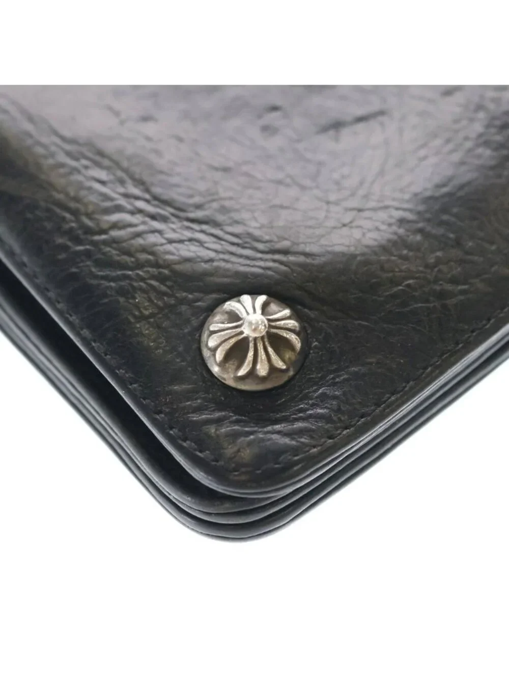 Chrome Hearts Cross Ball Button Leather Wallet Black